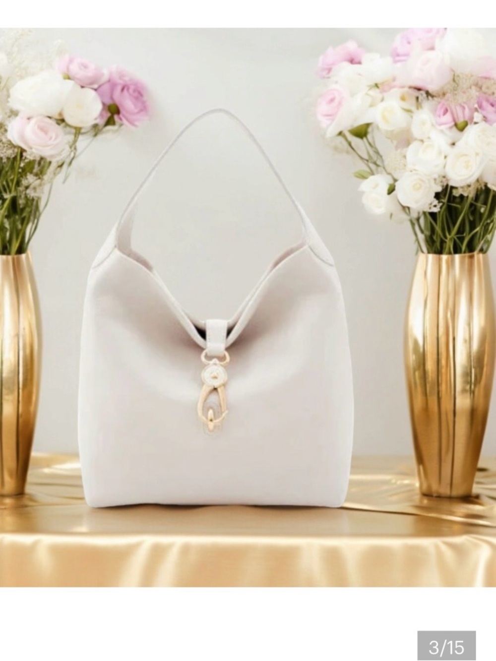 Dooney & Bourke Hobo Bag-Cream Belvedere Logo Lock 11.5x12x5 -EUC $398 Retail